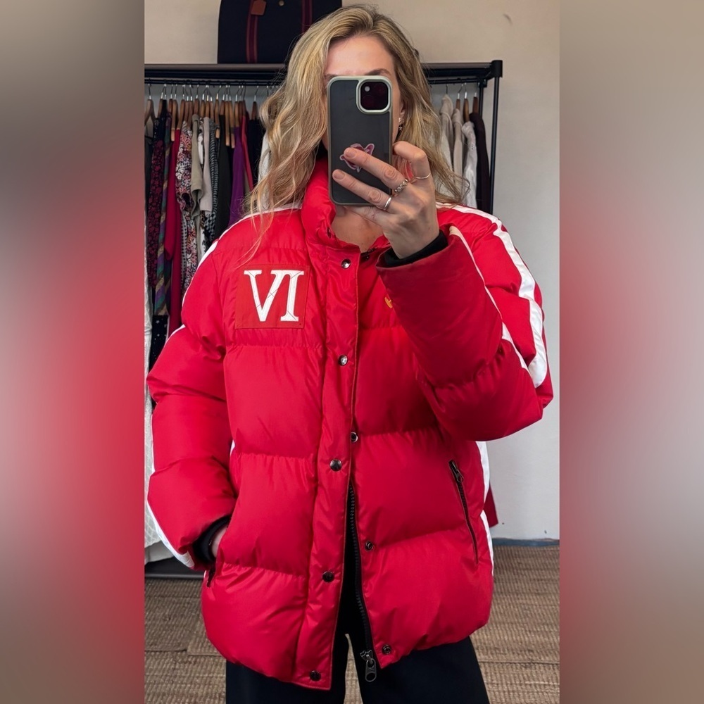 Polo Ralph Lauren RL Britain Snow Ski Cup IV Red White Stripe Down Puffer Jacket - Picture 3 of 15